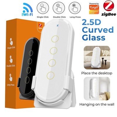 Tuya ZigBee Wireless Smart Home Scene Switch Light 4 Gang 12 Scene Touch Switch
