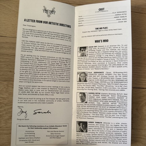 Amber Tamblyn, Frank Wood & Cast signed Can You Forgive Her Playbill. June 2017 - Picture 3 of 5