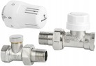 Set  thermostatkopf + thermostatventil durchgang + rücklaufverschraubung 1/2"