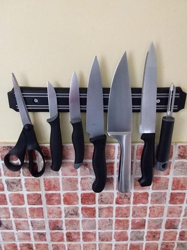 Magnetic Knife Holder Rack Storage Kitchen Wall Mounted Strip Utensil Tool Bar - Picture 14 of 19