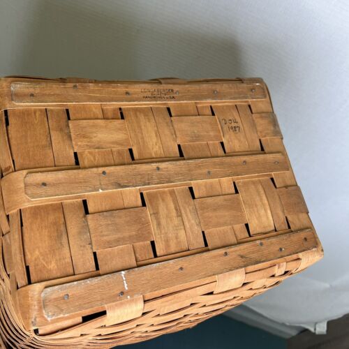 Longaberger 1986 canasta de picnic grande retirada con asas elevadoras bisagras de cuero - Imagen 3 de 12
