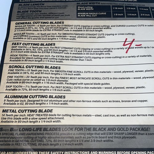 Craftsman Band Saw Blade 80” Wood 926585 1/4”  Wide 4 Teeth Per Inch USA - Picture 10 of 10