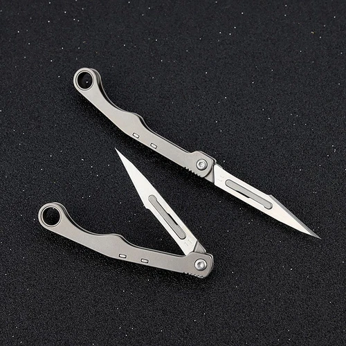 Mini Titanium Pocket Utility Folding Knife Scalpel Blades Opener Keychain EDC - Picture 7 of 12