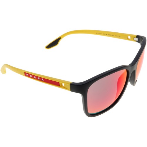Gafas de sol deportivas Prada PS02WS SPS 02W 08W-08F negro/amarillo espejo línea rosa - Imagen 4 de 9