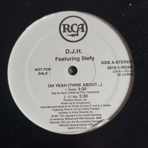 D.J.H. Featuring Stefy – Oh Yeah (Think About...) (RCA – 2816-1-RDAB) - Bild 1 von 4