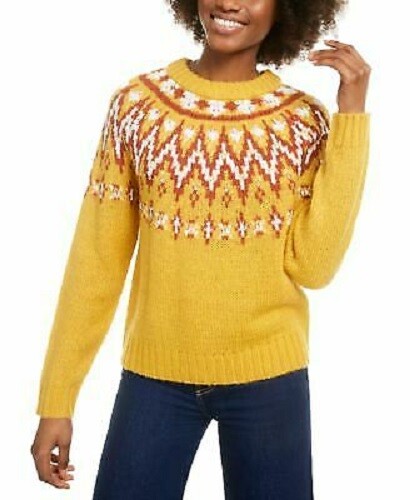 Hooked up Juniors' Fair Isle Crewneck Sweater Butterscotch Combo Size: XS NWT - Bild 1 von 4