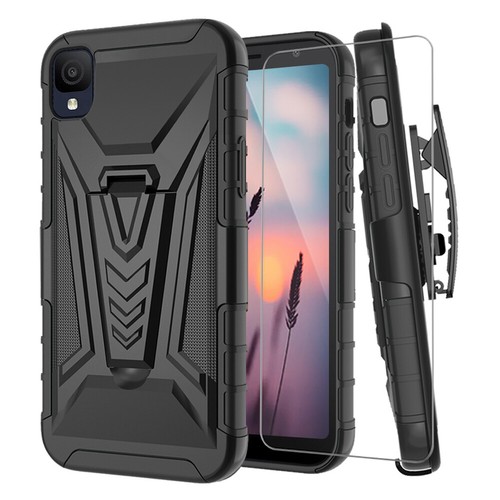 For TCL ION Z Phone Case Holster Heavy Duty Belt Clip Cover +Tempered Glass - Picture 6 of 17