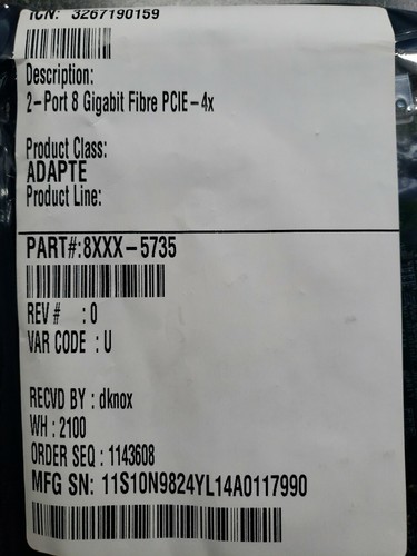 NEW SEALED IBM 00E0806 LPE12002 8XXX-5735 8GB DUAL PORT FIBRE CHANNEL ADAPTER. - Picture 1 of 3