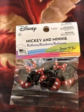 Disney Mickey & Minnie Mouse License Buttons Dress It Up Shank Back New in Pack
