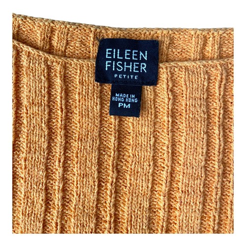 Eileen Fisher Vintage Orange Knit Boat Neck Mid Sleeve Sweater Size Petite M - Picture 2 of 7