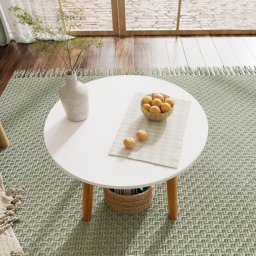 Couchtisch Rund Kaffeetisch Beistelltisch Sofatisch Wohnzimmer Weiß 60*60*50cm - Bild 3 von 15