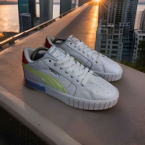 Women's PUMA Cali Star Puma White/Fizzy Light/Elektro Green, Pink, Blue Size 10 - Picture 2 of 12