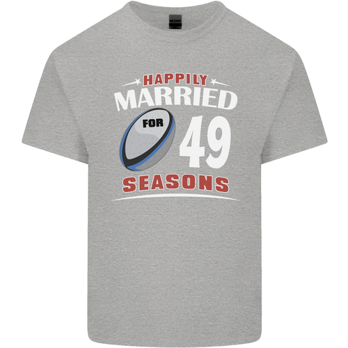 49 Year Wedding Anniversary 49th Rugby Mens Cotton T-Shirt Tee Top - Picture 80 of 103