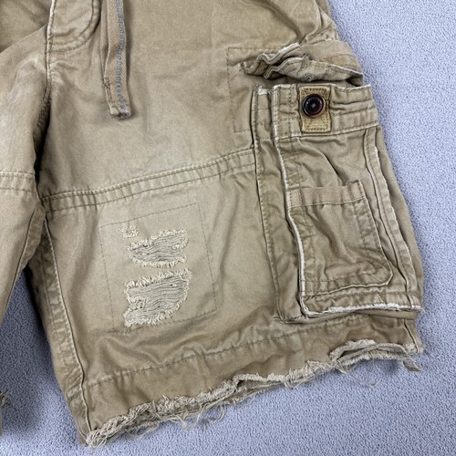 Abercrombie & Fitch Cargo Shorts 31 Distressed Heavy Button Fly Drawstring - Picture 3 of 9