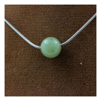 Halskette 1 Perle Jade 8 Mm Kette Aus Edelstahl