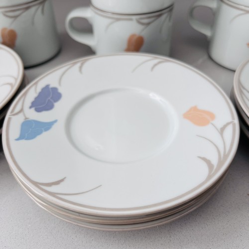 Dansk Set Of 9 Tivoli Belles Fleurs Cups Mugs Saucers Floral Japan Contemporary - Picture 3 of 12