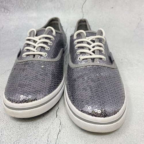 Sperry Top Sider Womens Sz 6.5 Silver Sequins Lace Up Boat Casual Shoes Sneakers - Picture 3 of 11