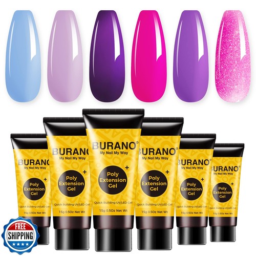 BURANO Poly Extension Gel Nagelset, 6 Farben Nail Poly Nails Builder Gel Set