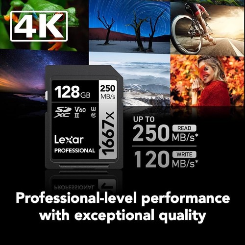Temperature-Proof 128GB UHS-II SD Card for Reliable 4K Video and Photography - Photo 4 sur 10