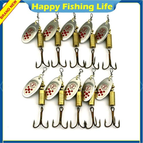10PCS Lot Fishing Lures Metal Spinner Baits Bass Tackle Crankbait Spoon Trout - Imagen 4 de 43