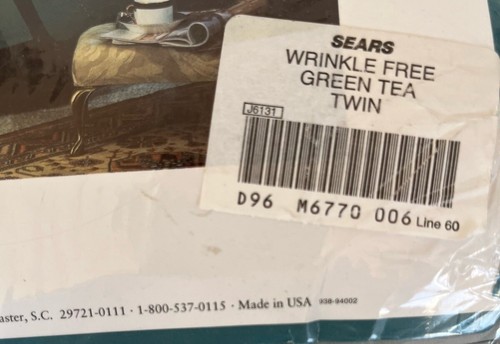 Vintage NOS Spring Maid Green Tea Wrinkle-Free 100% Cotton Twin Sheet Set USA - Picture 5 of 6