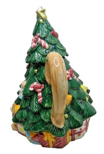 Tetera de árbol de Navidad Jay Imports vintage 1995 cerámica 8" H decoración/regalo navideño - Imagen 2 de 10