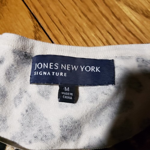 Camisa para mujer Jones NY Signature manga larga mezcla seda estampado animal talla M - Imagen 6 de 6