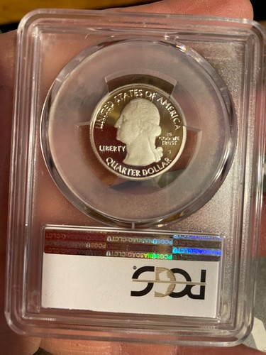 2018-S 25c Silver Block Island NP ATB Quarter PCGS PR-70DCAM Flag Label - Picture 7 of 16