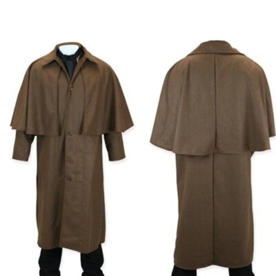 Men's  Inverness Cape - 100% wool, Halloween brown coat, gothic brown coat