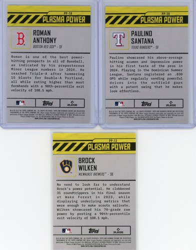 Lote de 3 cartas Bowman Draft Plasma Power 2024 - Imagen 2 de 2