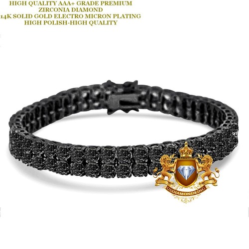 5.55 Ctw. VVS1/D Zirconia Onyx Black Finish 8mm/2 Row Tennis Link Chain Bracelet - Picture 11 of 26