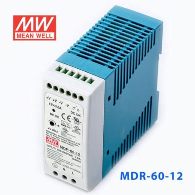 1pcs New MEAN WELL MDR-60-12 60W/12V/5A Rail Switching Power Supply