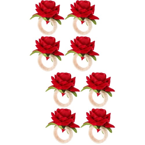 Set of 2 Rose Napkin Rings Mother Valentine's Day Simulated Flower Holder - Picture 7 of 12