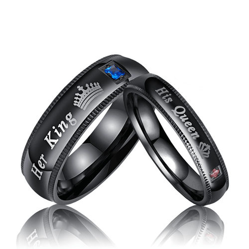 .Couple's Matching Ring, His Queen or Her King Wedding Band Comfort Fit Ring - Picture 2 of 9
