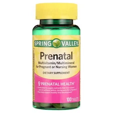 Spring Valley Prenatal Multivitamin/Multimineral Dietary Supplement, 100 Tablets