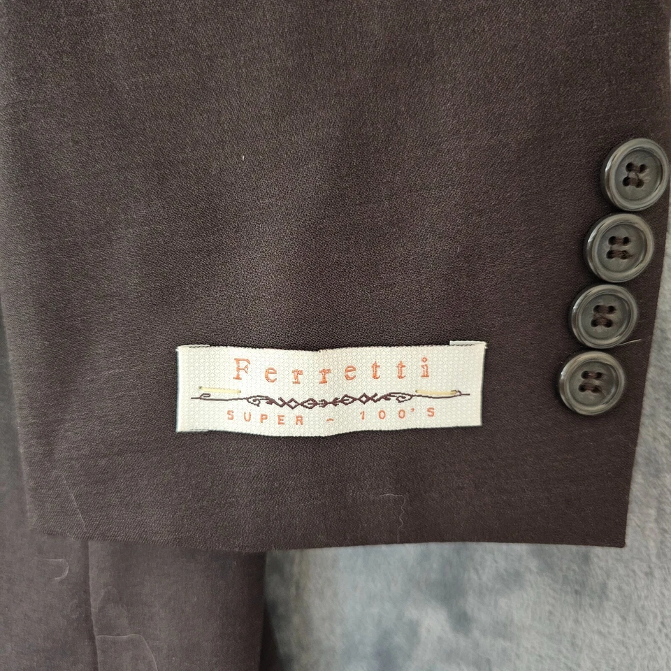 Blazer Ferretti Uomo Para Hombres 42R Marrón Super 100s Lana Suave Mano Lujo Nuevo con Etiquetas Foto 4 de 4