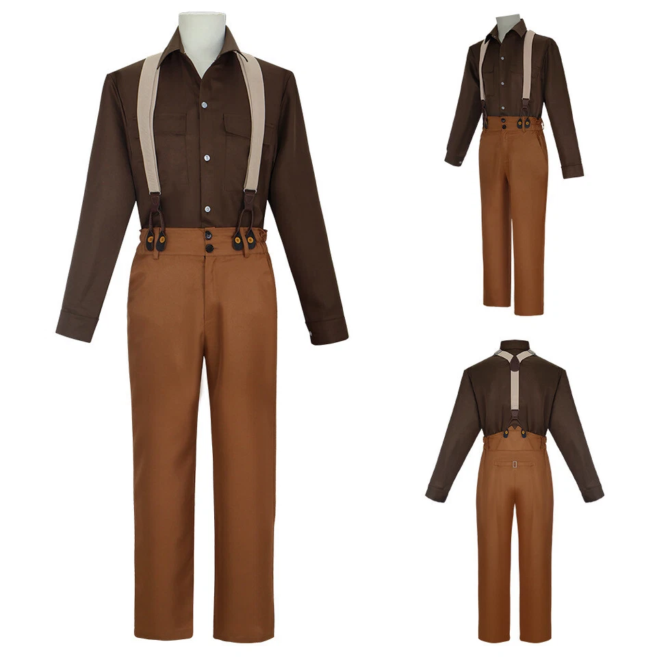 Titanic Cosplay Jack Dawson Disfraz Halloween Uniforme Babero Pantalones Camisa Conjunto Completo Foto 3 de 4