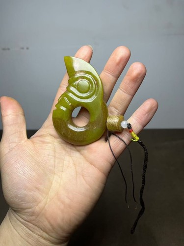 Chinese old jade noble collection Hongshan culture rare pig dragon pendant - Picture 7 of 10