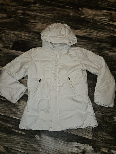 Polo Ralph Lauren Puffer Jacket Girls Size Medium 8-10 Cream White W/ Hood - Picture 2 of 7