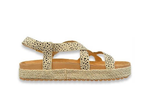 Olivia Miller Strappy Byron Bay Round Toe Buckle Espadrille Sandals Cheetah US 6 - Picture 2 of 2