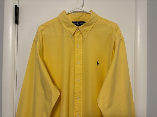 Ralph Lauren Polo Men's L/S Classic Fit Yellow Button-Down Shirt XXL/2XL Pony - Picture 2 of 9