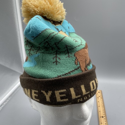 National Park Yellowstone Bison Cuffed Knit Beanie Hat  Pom Pom -Poly Rn 5249 - Picture 17 of 17