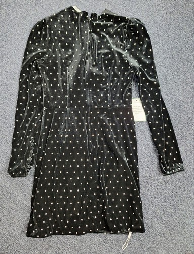 Self Portrait Pailletten Spitze und Samt Minikleid in Schwarz US Größe 4 Neu mit Etikett  - Bild 3 von 11