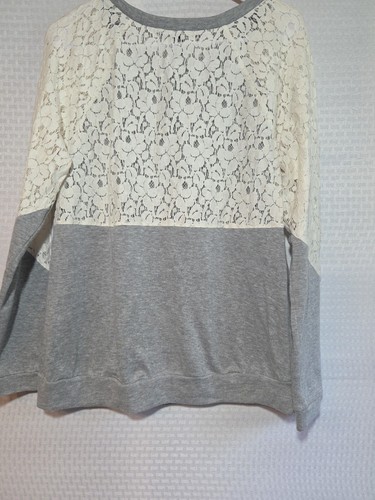 Forever 21 Small S grau elfenbein Spitze hinten Langarm Sweatshirt Look - Bild 5 von 15