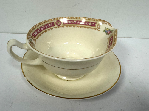Paden City Pottery PCP116 Gravy Boat Floral Scrolls NM Gold Trim & Red - Picture 3 of 7