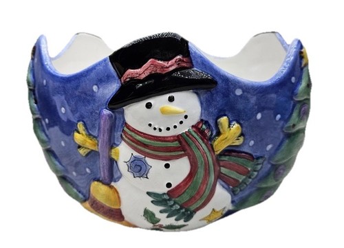 Sweet Shoppe Christmas by Sango Centerpiece Bowl Sue Zipkin Snowman Christmas - Picture 2 of 6
