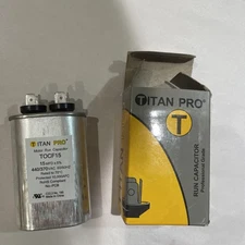 Titan Pro Oval Motor Run Capacitor 15 MFD 440/370 TOCF15 New In Box