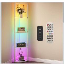 HOMCOM RGB LED Floor Lamp with Shelves,