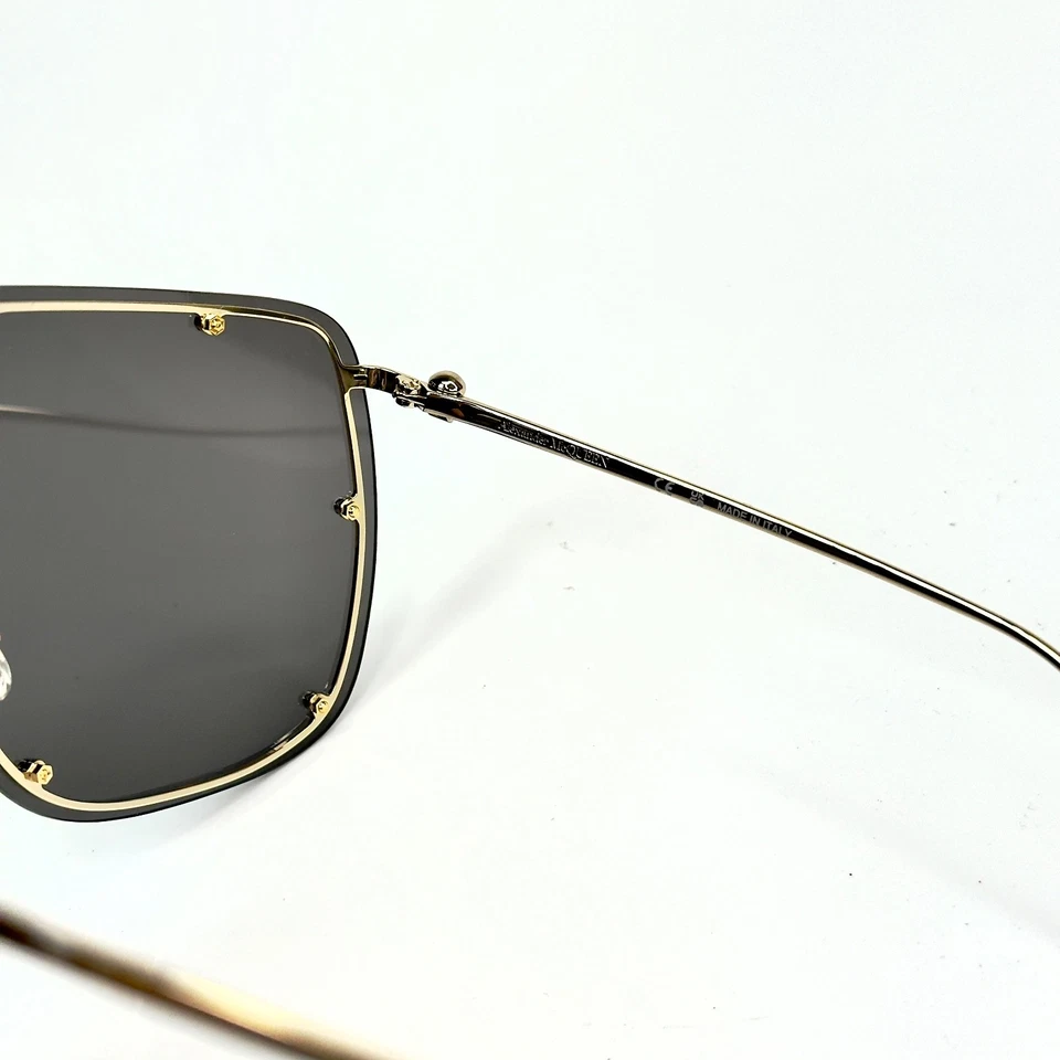 ALEXANDER MCQUEEN AM0313S Gold Skull Black Metal Shield Mask Sunglasses 0313 001 - Image 3 of 4