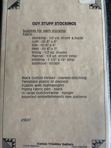 Kansas Troubles Quilters - Christmas Stockings - Tools Golf Fishing - #9637 - Picture 3 of 3